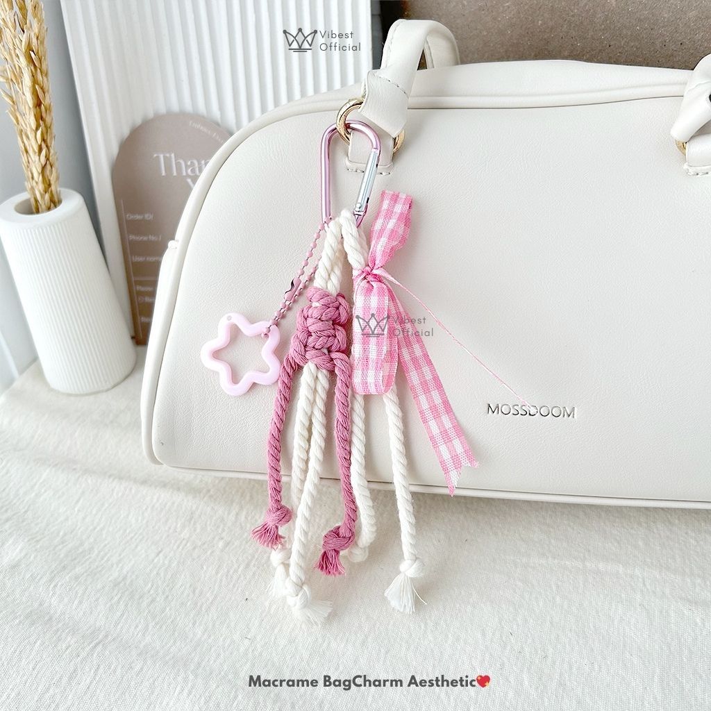 Gantungan Tas Tali Ikat Rumbai Star Manik/ Keychain Macrame/ Bag Charm Tali Manik Gantungan Kunci Ba