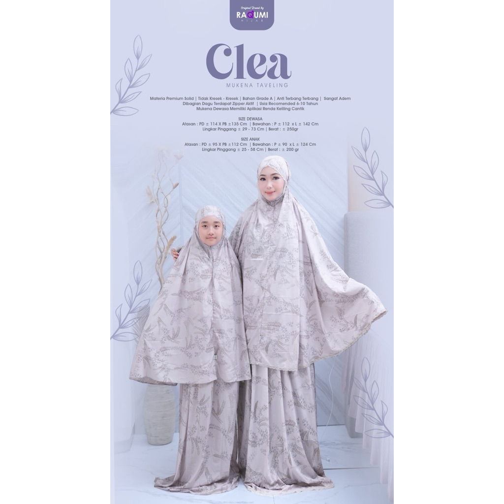 Mukena Couple premium berbahan solid anti terbang//Clea mukena preium couple mom and kids ori by Raq
