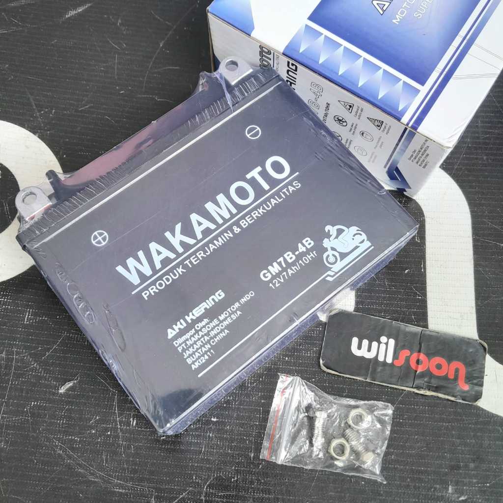 Dry Battery / Accu / Aki Kering GM7B-4B Honda Tiger / Nouvo Kering 12V 7Ah / 10Hr Wakamoto