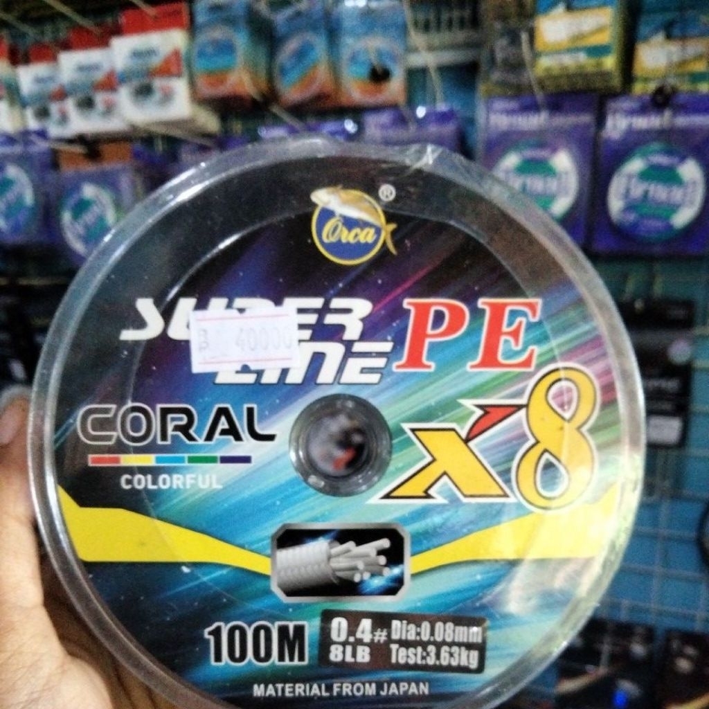 PE ORCA CORAL SUPERLIBE X8 0.08 SAMPAI 0.14 MM 100 METER