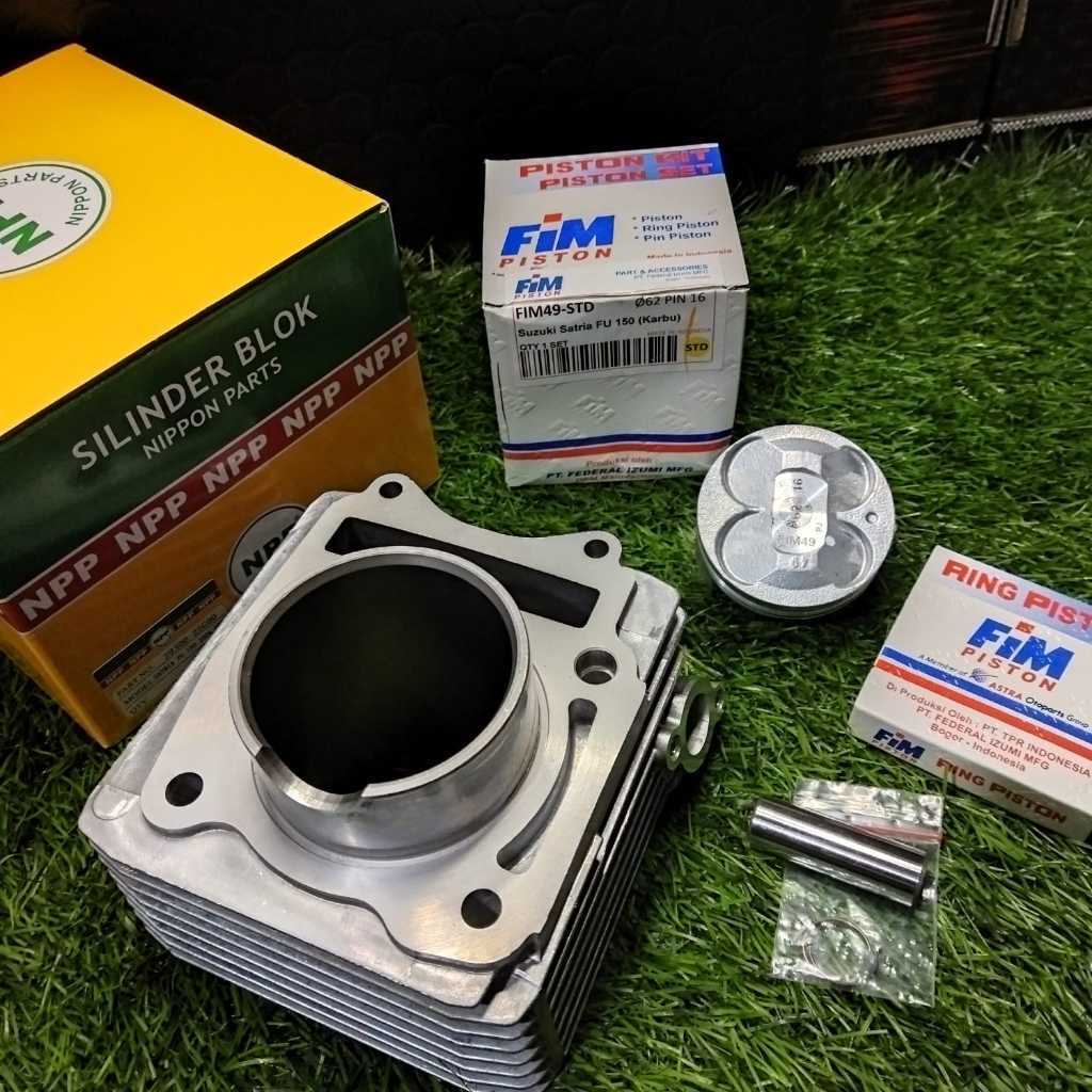 BLOK SEHER SATRIA FU 150 BORING KUMPLIT SATRIA FU SET PISTON FIM STANDAR NPP