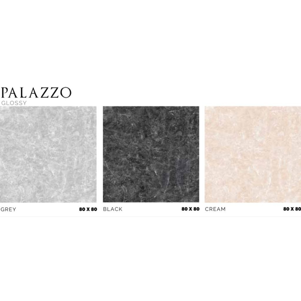 Granit Glossy Palazzo Cream/Abu/Hitam Ukuran 80x80 by Platinum/Granit Kualitas 1 Grade A/Granit Untu