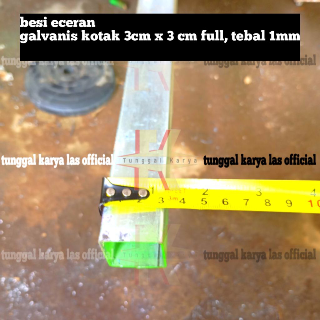 Eceran Besi Hollow Besi Galvanis Kotak Anti Karat Eceran Ukuran 3cm x 3cm Full Tebal 1mm Besi putih