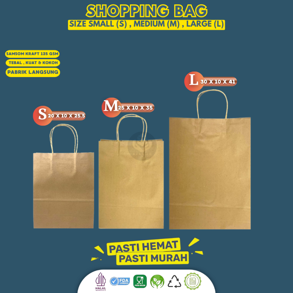 Paper Bag Medium 25X10X35 Shopping Bag M Tas Belanja (SBG48M)