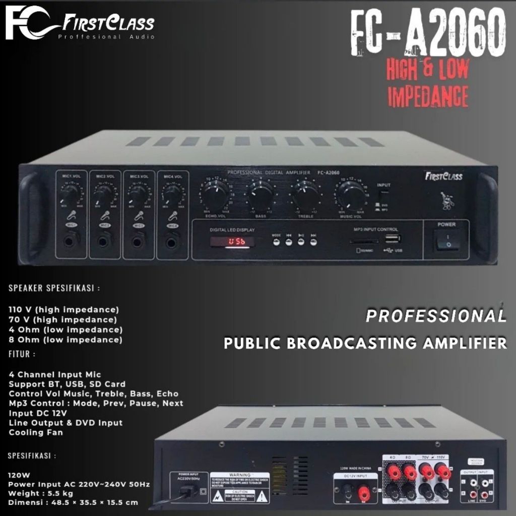 Amplifier Toa Firstclass FC A2060 Amplifier Corong Masjid