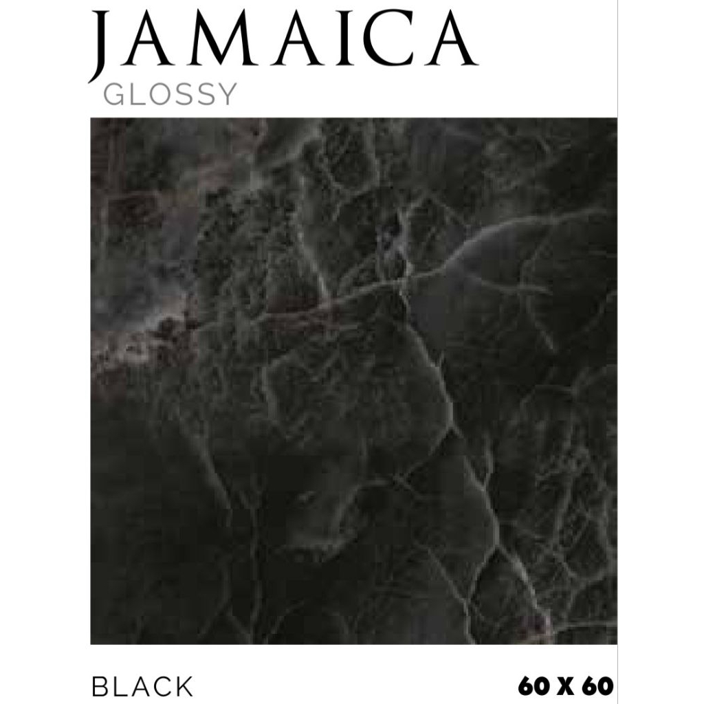 Granit Glossy Motif Marbel Hitam Jamaica Ukuran 60x60 by Platinum/Granit Kualitas 1 Grade A/Granit G