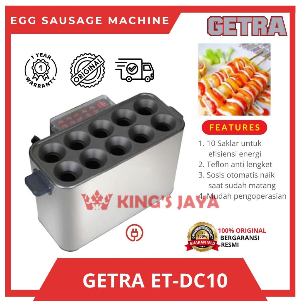 Mesin Sosis Telur 10 Lubang Listrik GETRA ET-DC10 Sostel Listrik - Egg Sausage Machine