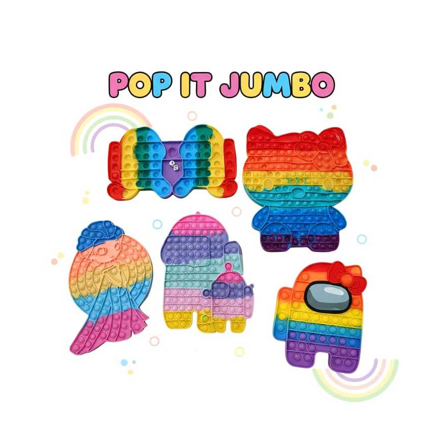 Gabybelle- Mainan Anak Pop It Jumbo Aneka Karkter Lucu Mainan Pop It Silikon Rainbow Mainan Pereda S