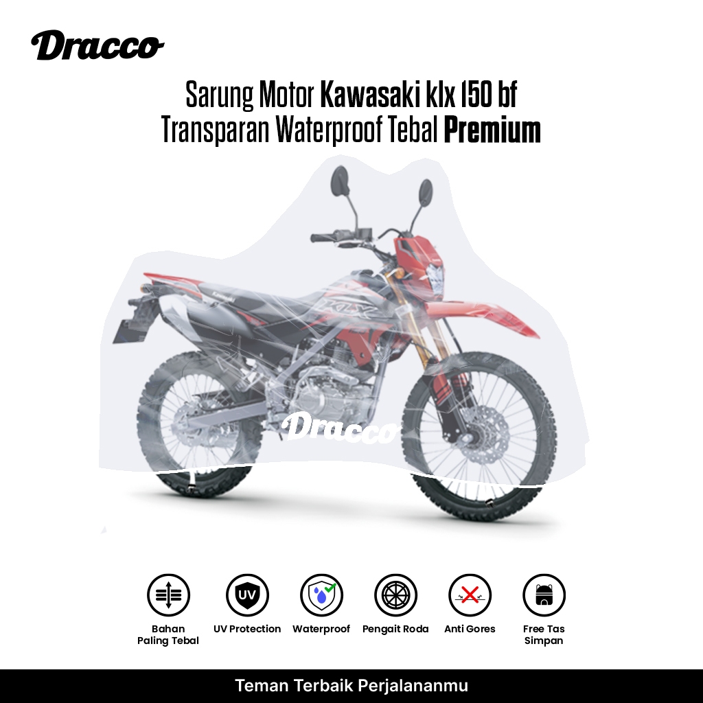 Sarung Motor Kawasaki KLX 150 BF Transparan Tebal Waterproof Premium Penutup Anti Hujan Anti Gores