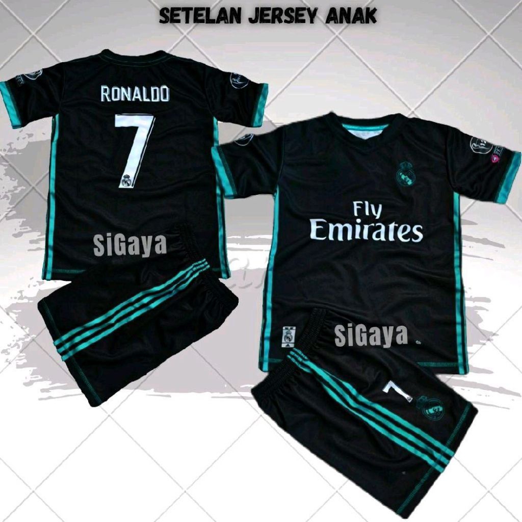 Jersey Bola Anak Away Inspired Eropa real madrid Ronaldo
