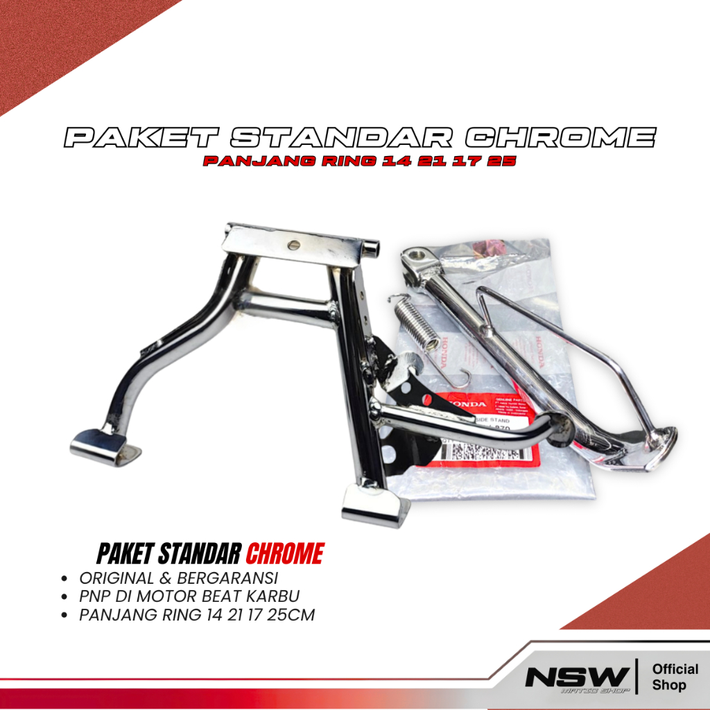 Paket Standar 2 dan 1 Chrome BEAT KARBU BEAT FI OLD SCOOPY Original Honda Standar Tengah Chrome Ori