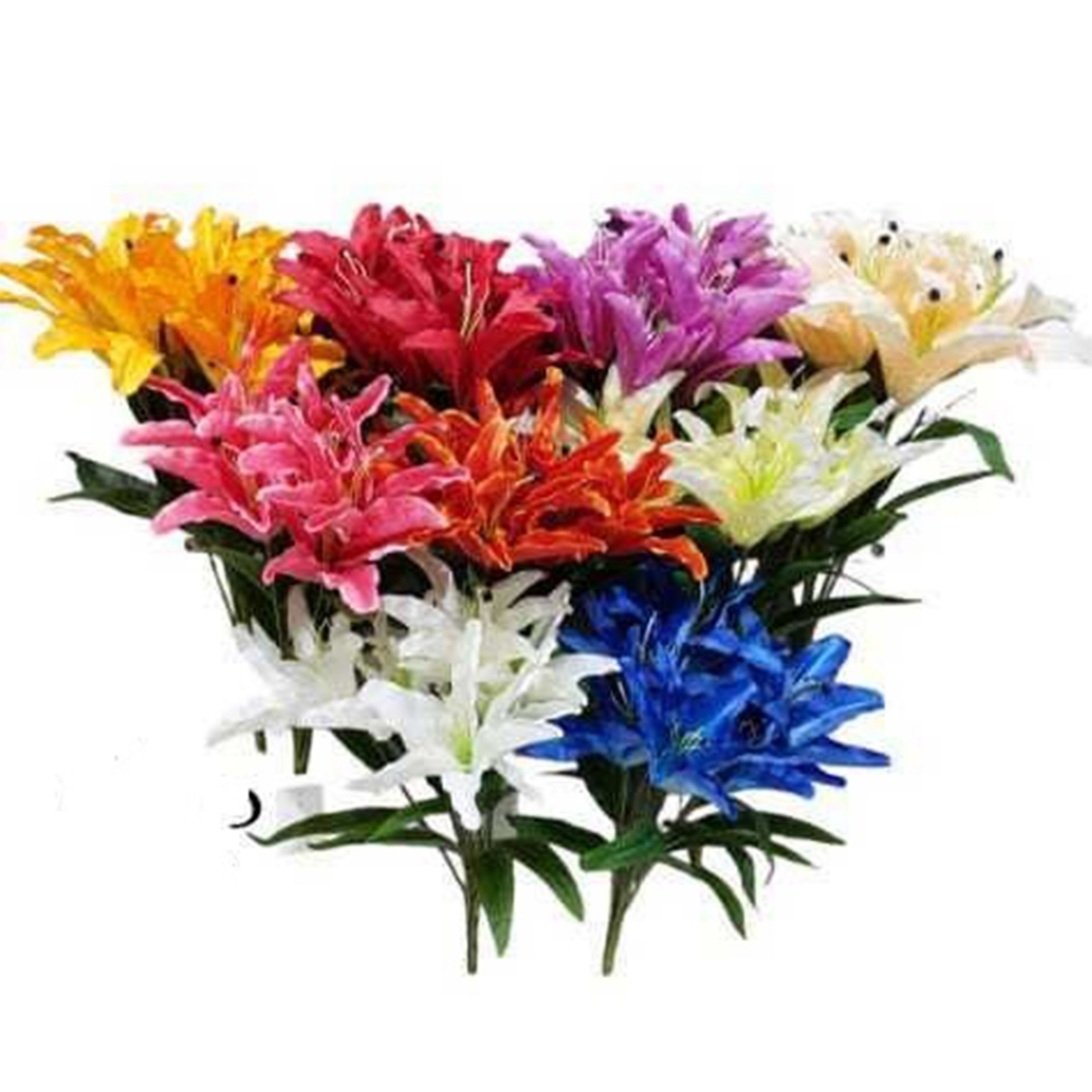 Bunga L2 Lily Latex Jumbo 7 Cabang Artificial Semi Latex Premium, bunga Lily palsu / OY-201