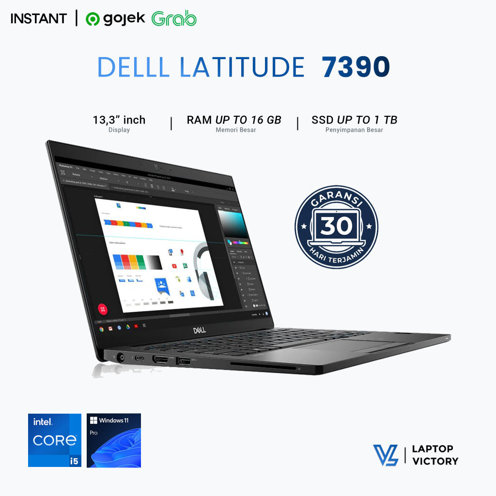 Laptop Dell Latitude 7390 i5 Gen 7 | Unit Mulus & Bergaransi - Bonus Mouse Wireless & Tas Laptop