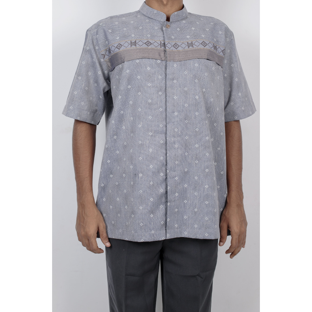 SYED-Baju Koko Songket Kancing Jepret 2 Tangan Pendek Adem dan nyaman