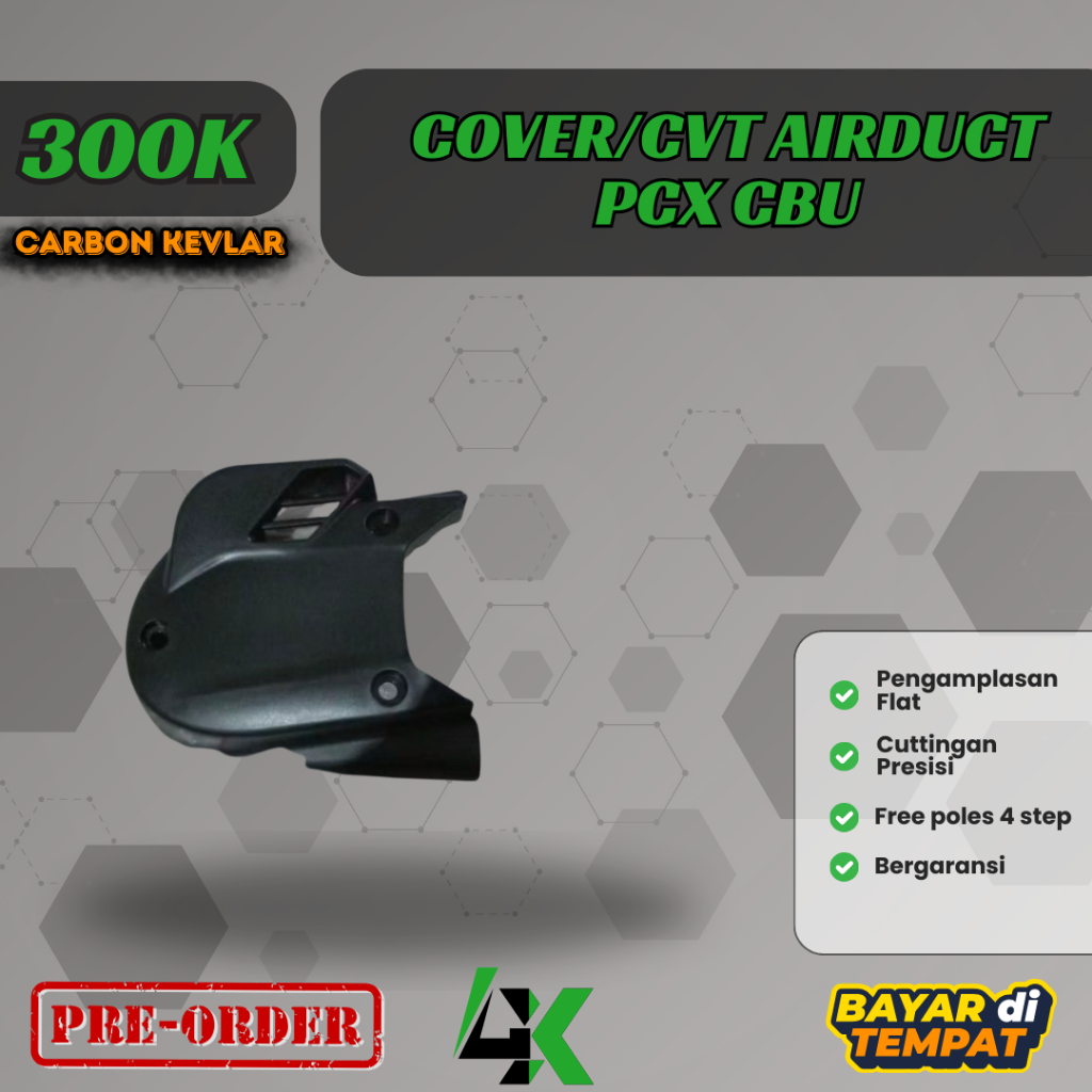 Cover CVT Airduct PCX CBU Carbon Kevlar / Karbon Fiber