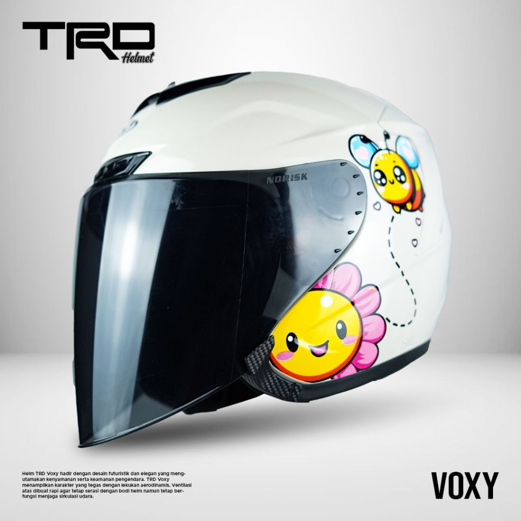 Helm Half Face TRD Voxy Milo Motif Lebah Original SNI - Helm Retro Dewasa Pria Wanita Kekinian Aesth