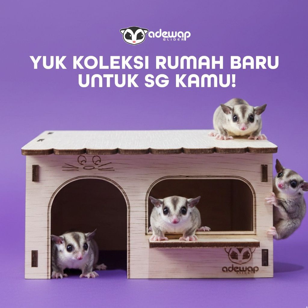 ADEWAP GLIDER Tinywood House Laser Cut Rumah Kayu Sugar Glider Hamster Marmut Tempat Bersembunyi & Bermain Hewan Kecil