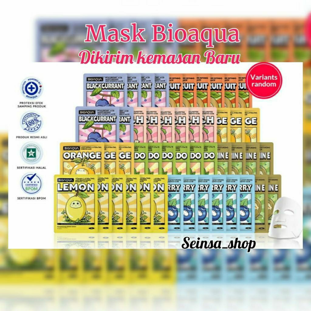 BIOAQUA SHEET mask hydrating essense Masker wajah PAKET 50pcs RANDOM (BPOM)