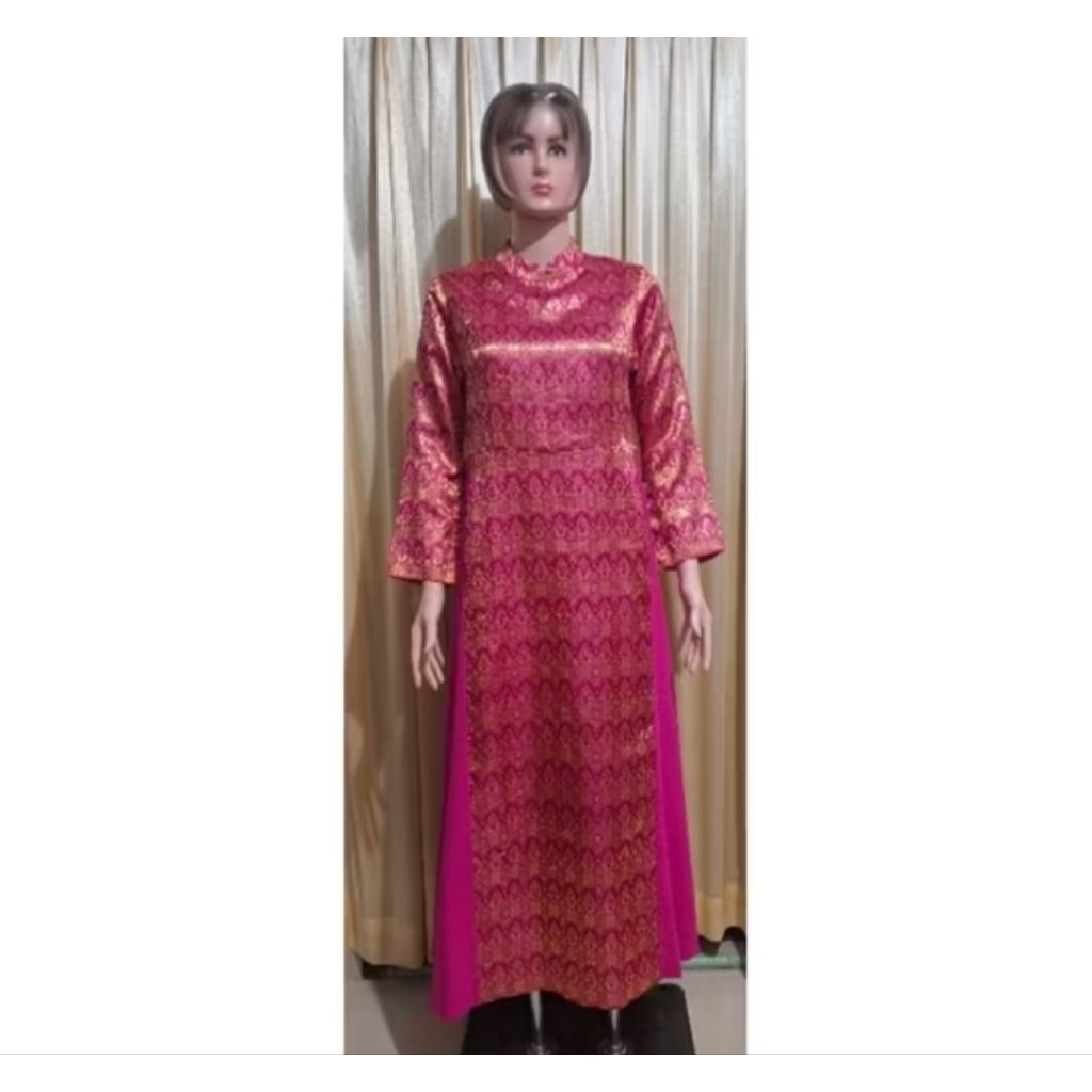 gamis wanita sutra warna pink fuschia