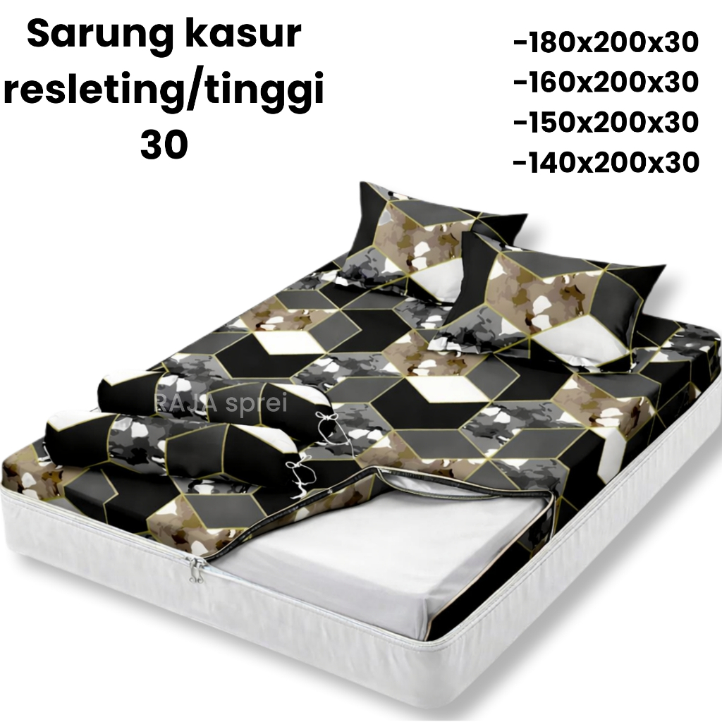 sarung kasur resleting tinggi 30 180x200x30/160x200x30/150x200x30/140x200x30