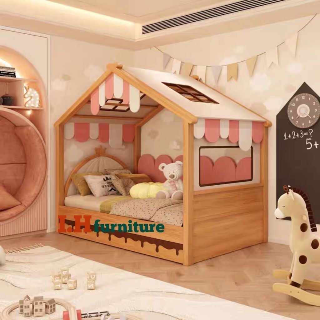 Ranjang anak home , tempat tidur anak murah cewek cowok , ranjang anak laci