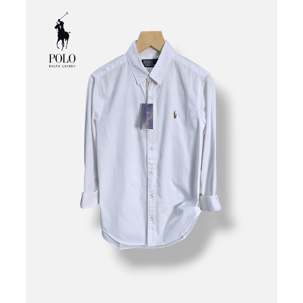Kemeja Panjang Polo putih | Kemeja Pria casual | Bahan Katun Import