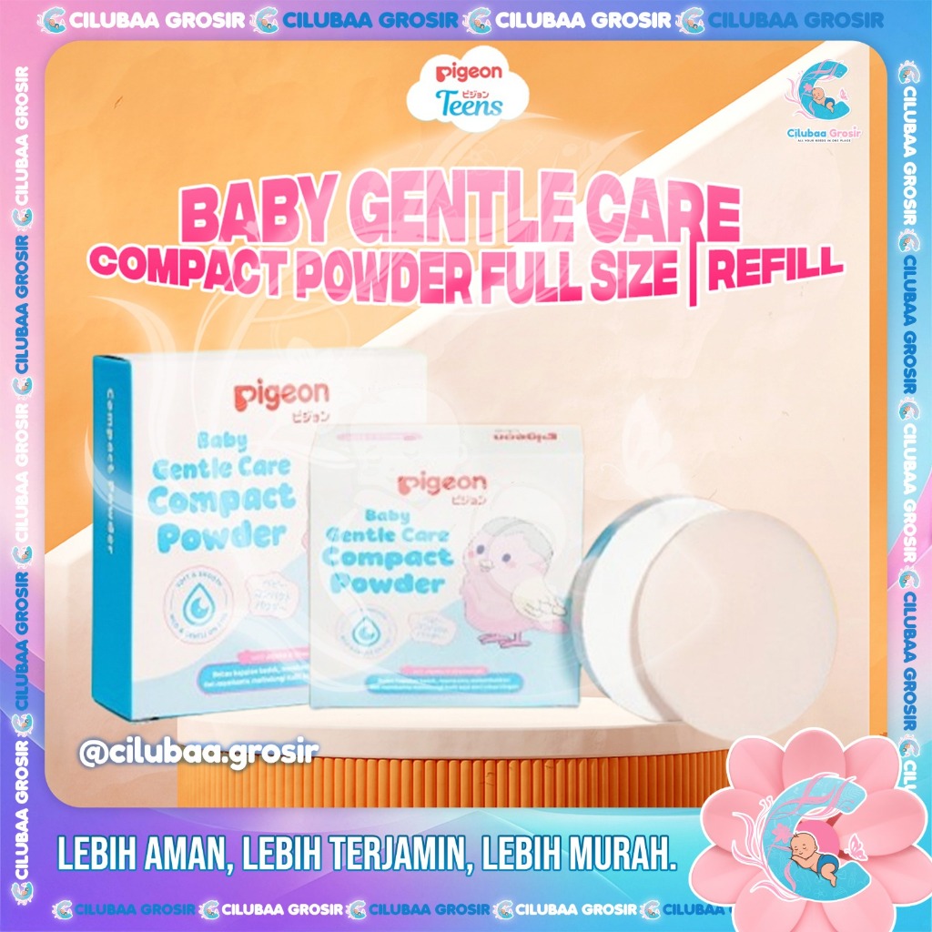Pigeon Baby Compact Powder Cake Full || Refill + Puff 45gr II Pigeon Bedak Bayi BPOM II PIGEON Baby 
