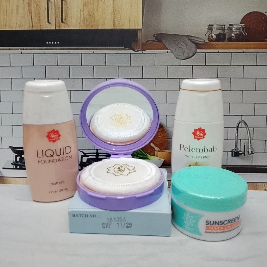 Paket Viva 4in1(Natural) Viva Compact Powder, Foundation, Pelembab, Sunscreen