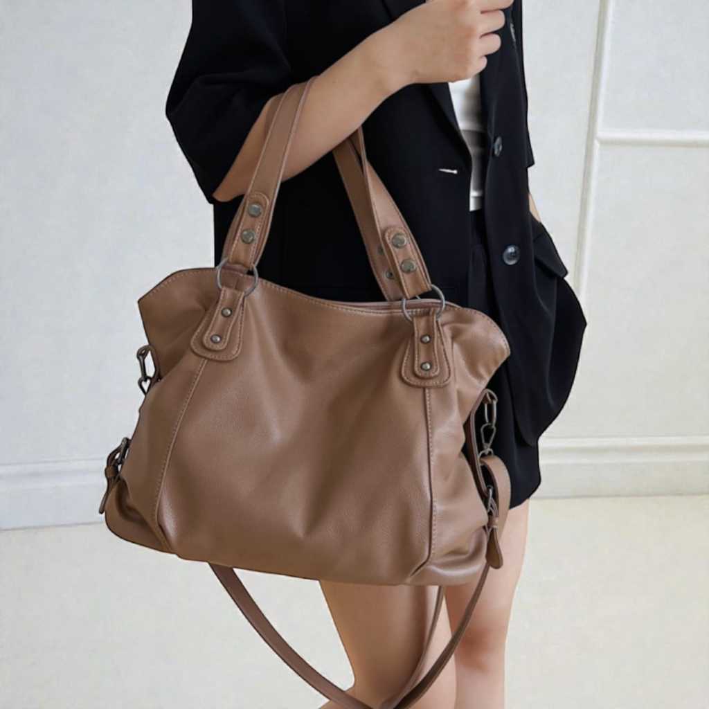 Tas Slempang Wanita Kekinian Gaya Elegan Tas Slempang Bahu Tas Ibu-Ibu Bahan Sintetis Premium