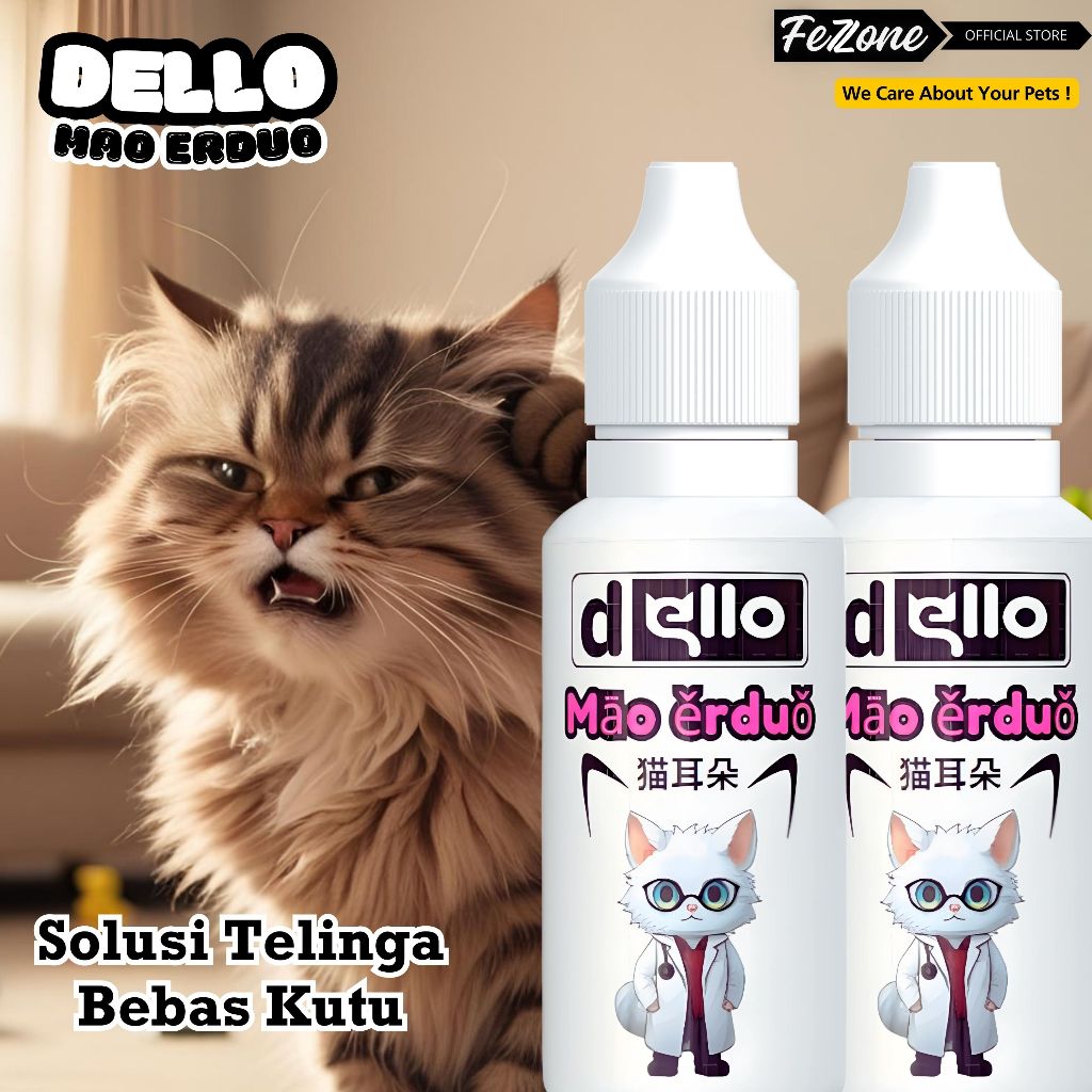 Dello Mao Erduo 10 ml - Obat Tetes Telinga Hewan - Obat Tetes Telinga Kucing Kitten FEZONE
