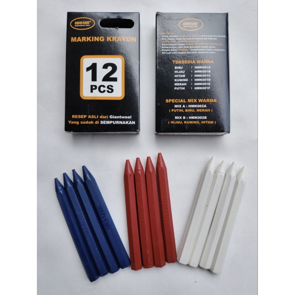 Krayon Marking. Krayon untuk besi kayu plastik kaca dll. Hioshi isi 12 pcs