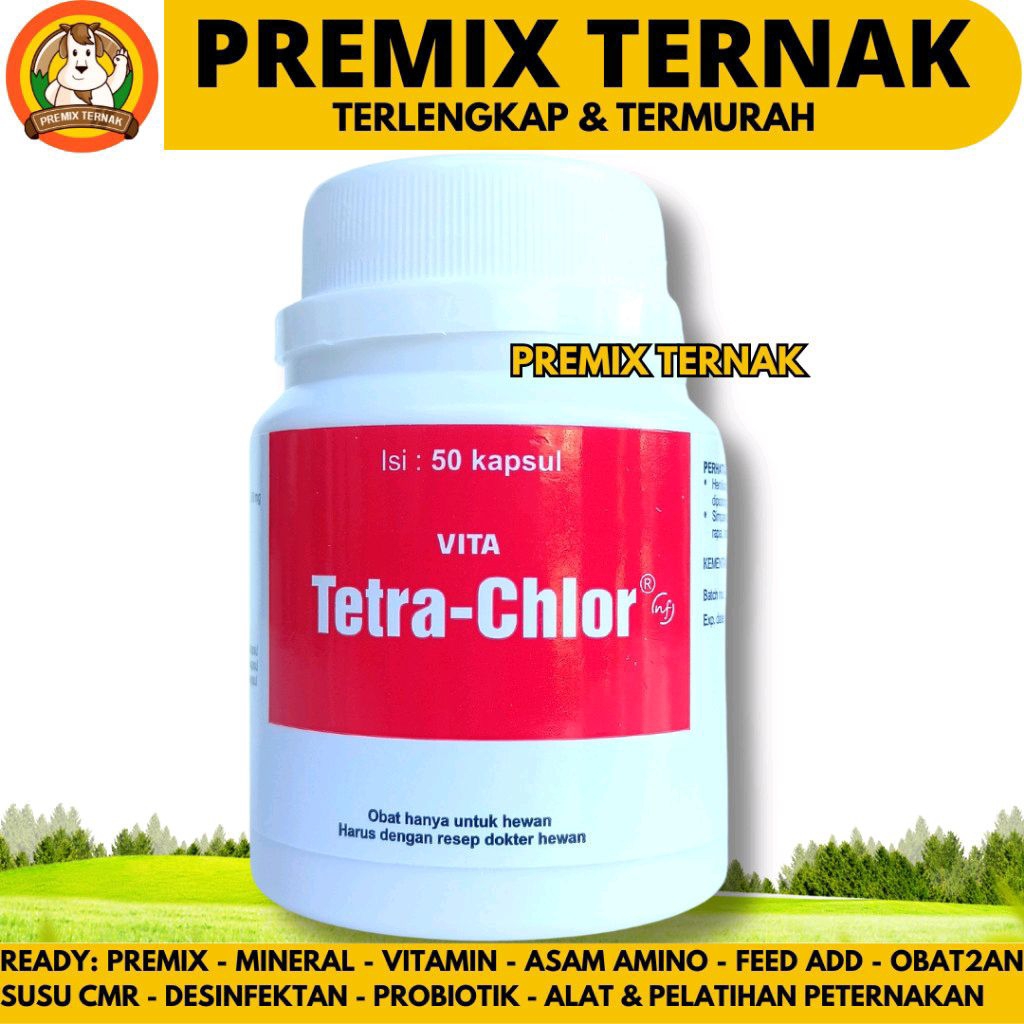 VITA TETRA CHLOR 10 KAPSUL - Tetra Clor Tetra Chlor Ayam Medion Obat Pilek Batuk
