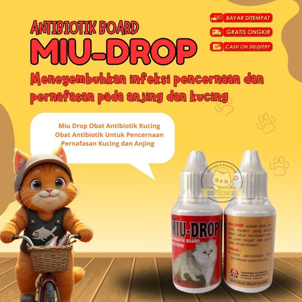 Miu Drop Obat Antibiotik Kucing Obat Antibiotik Untuk Pencernaan Pernafasan Kucing dan Anjing Miu Dr