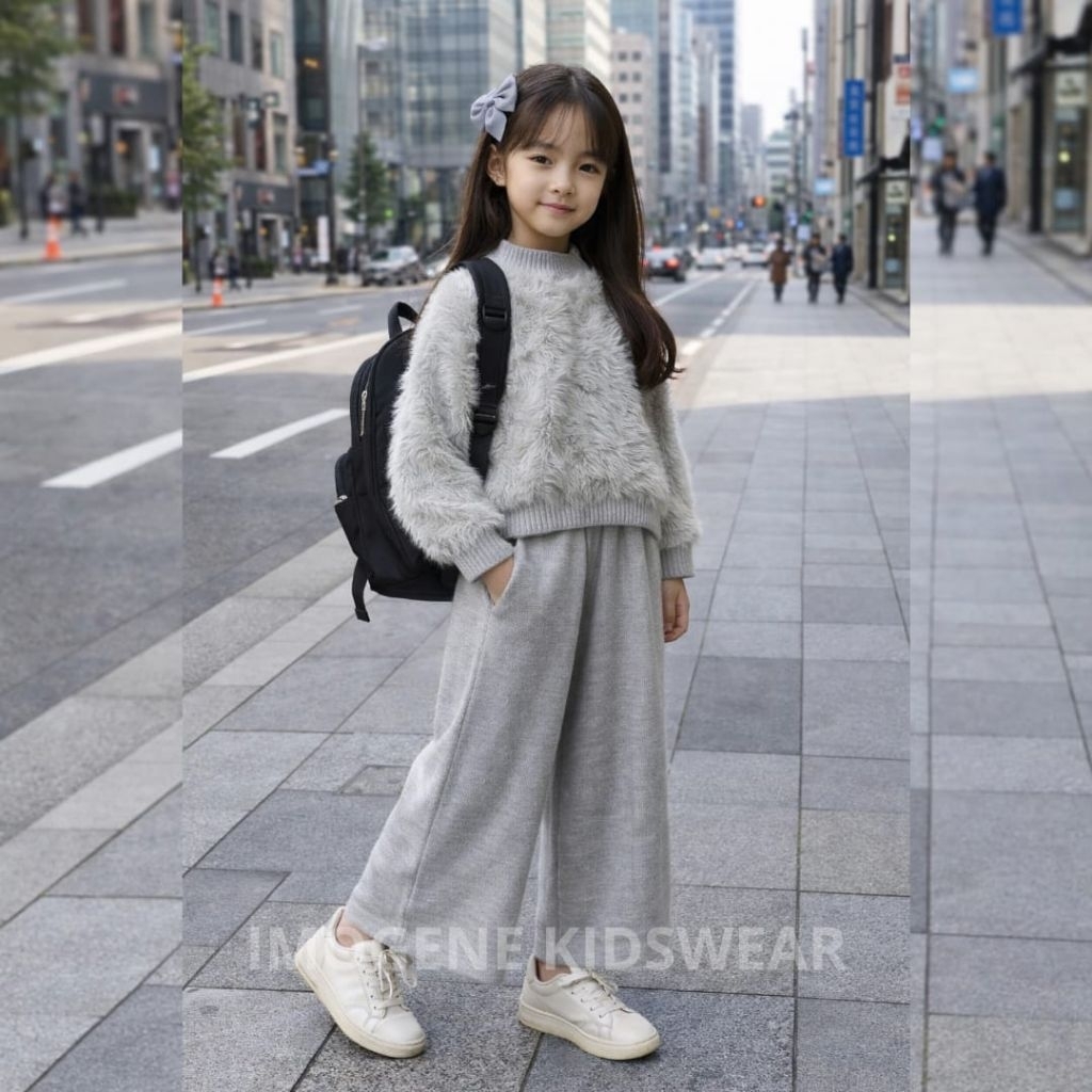 ER-526 SETELAN BAJU PANJANG ANAK PEREMPUAN IMPORT USIA 6-10 TAHUN SETELAN BAJU ATASAN SWEATER RAJUT 
