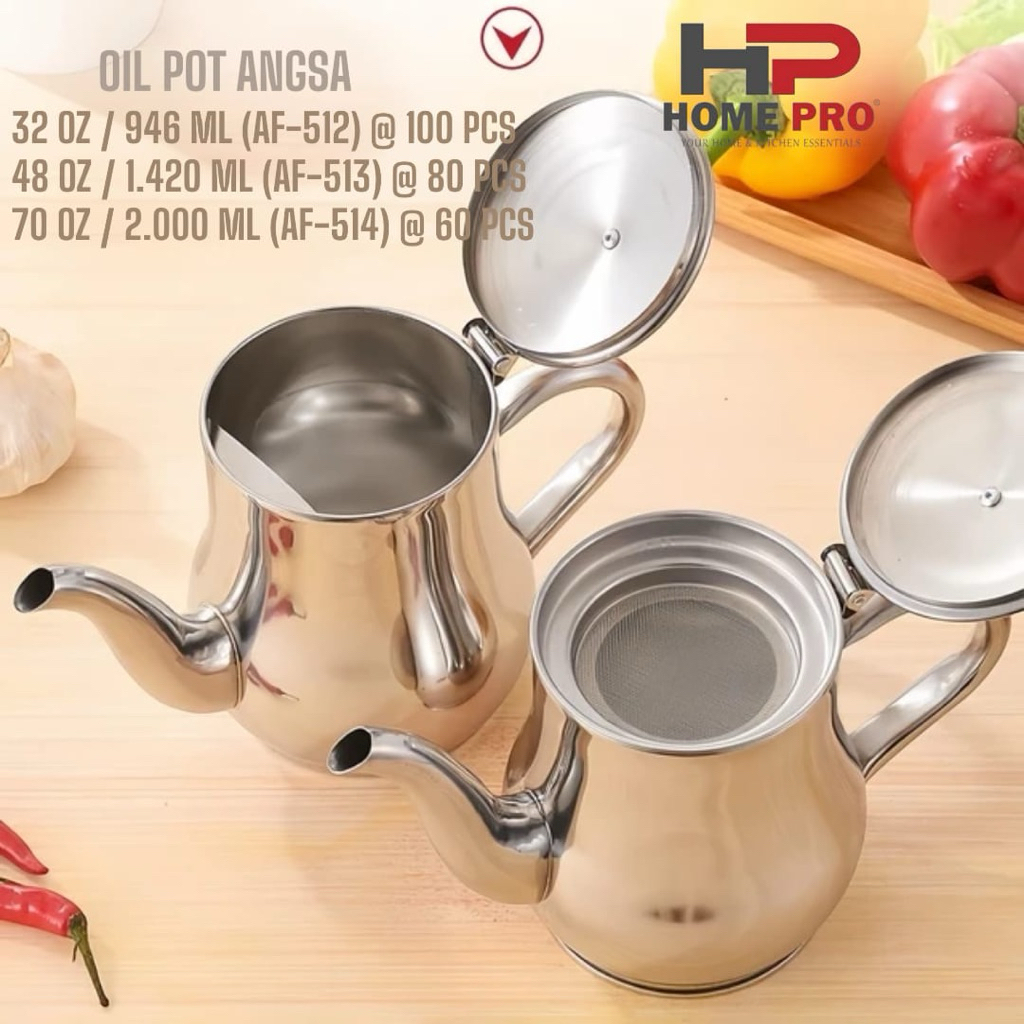 Oil Pot Angsa Stainless Steel HOME PRO – Teko Saringan Minyak Berkualitas