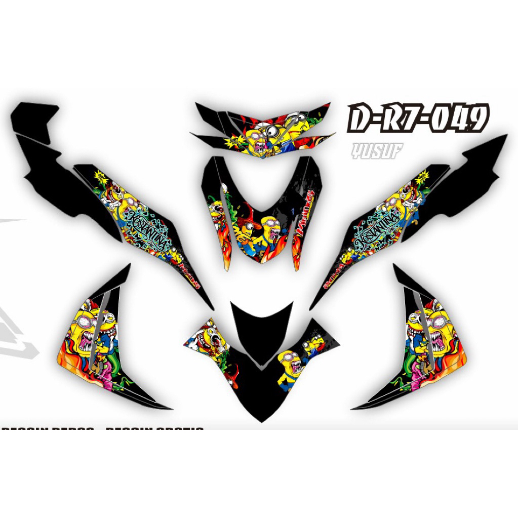 Decal stiker Mio M3 motif bercak hayabusa warna hitam putih