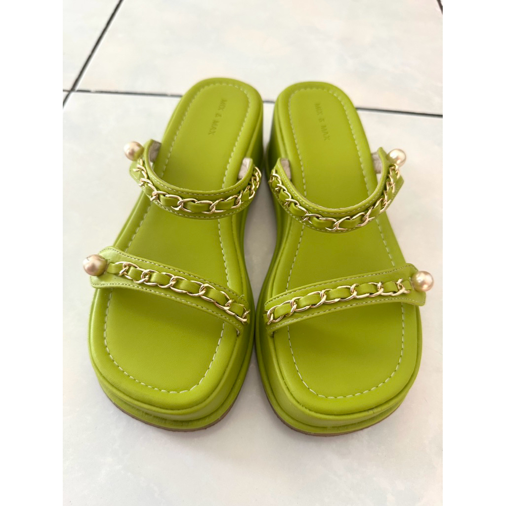MIX & MAX Sandal Wedges Wanita Hijau Size 36 | pl preloved heels sepatu