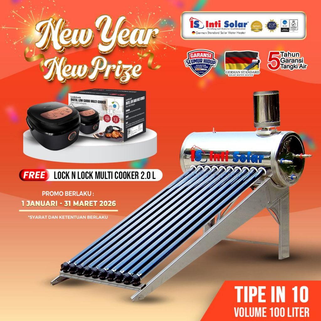 Pemanas Air Tenaga Matahari Inti Solar IN 80 Liter - Water Heater Premium Indirect Heating