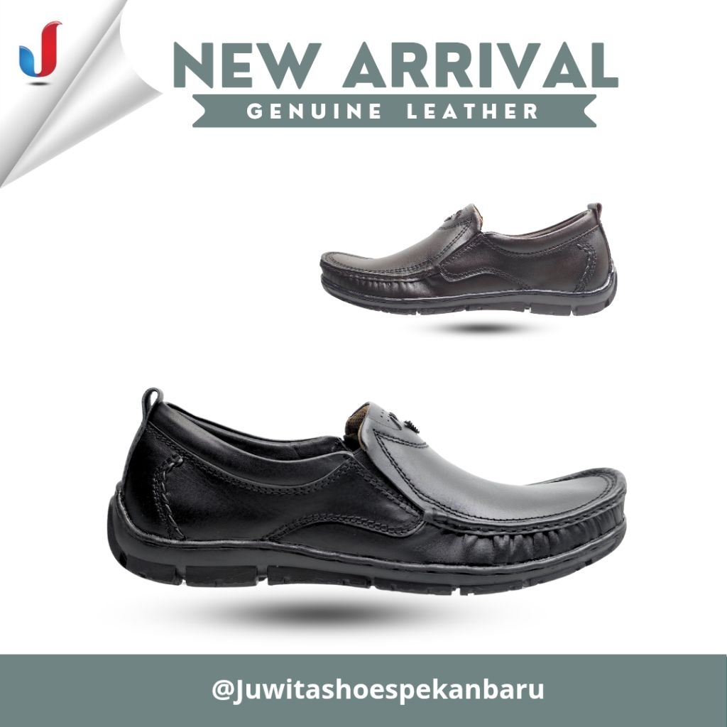 Sepatu kulit cowok pria model pansus moccasin merk karbovil