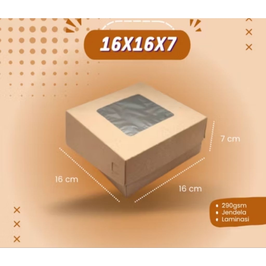 Kotak brownies | dus kue | box kue | box windows kraft jendela 16x16x7cm