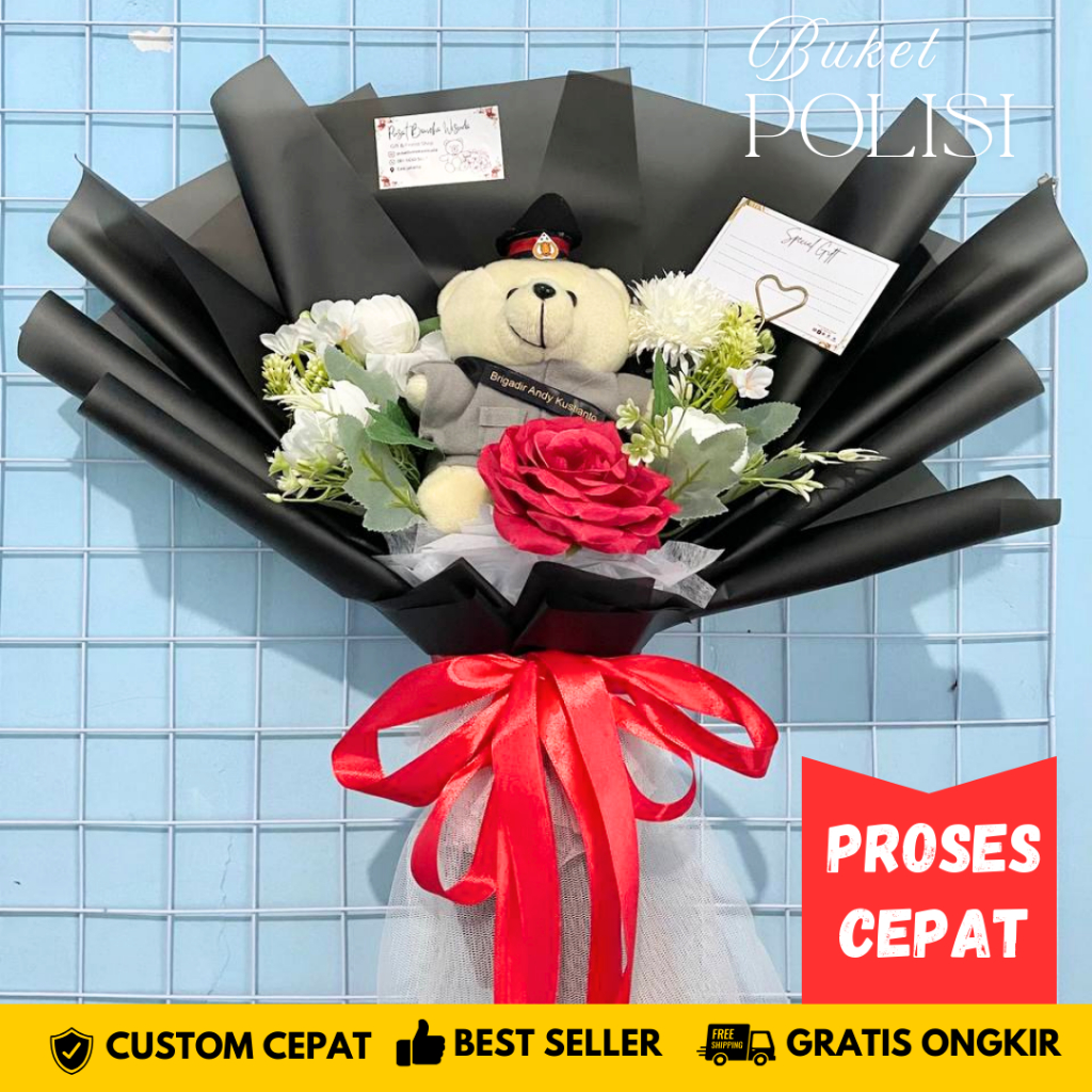 Buket Bunga Polisi Akpol Inauguration POLRI Bayangkara BRIMOB Kado Boneka Profesi Pelantikan Kenaika