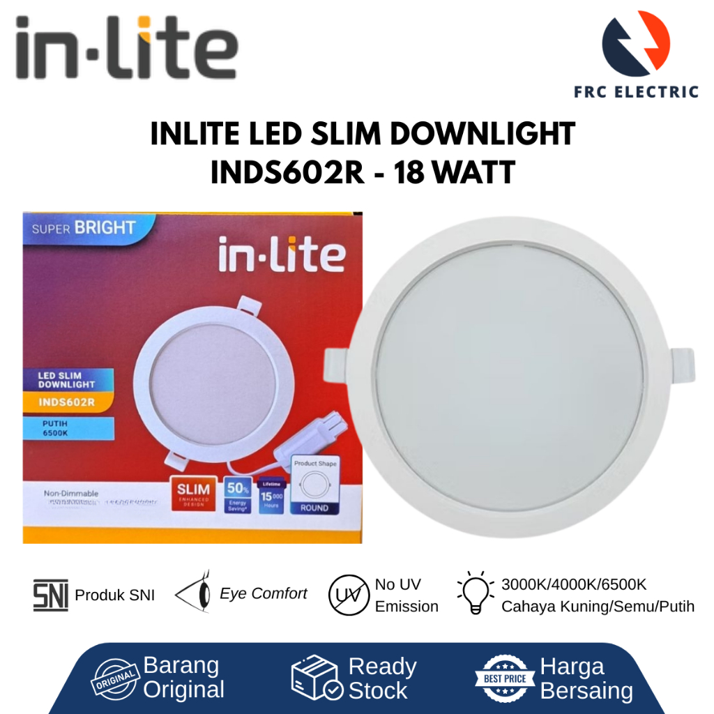 InLite INDS602R 18 Watt - Lampu Downlight - Lampu Plafon - Lampu Plafon Bulat - Lampu Panel Bulat - 