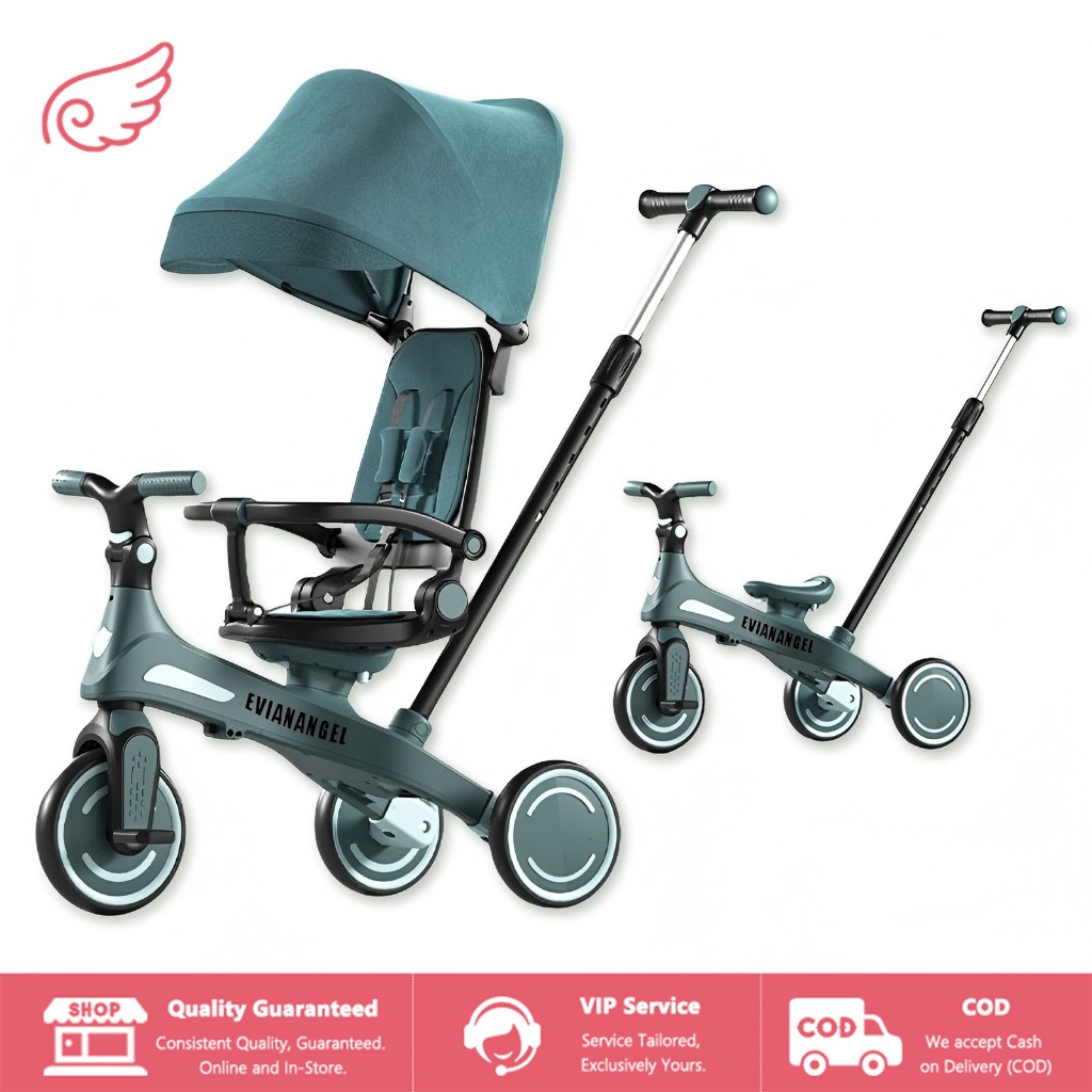 EVIANANGEL Sepeda Roda Tiga Tricycle Stroller Baby Sepeda Anak Lipat Pedal Baby Stroller Sepeda Anak