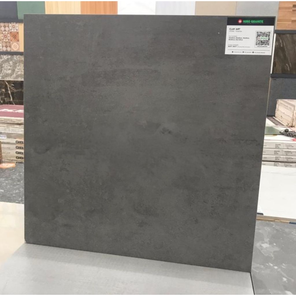 Niro Granit Lantai 60x60 GCA06 Clay Art - Graphite / Lantai Motif Semen Unfinished / Granit Lantai R