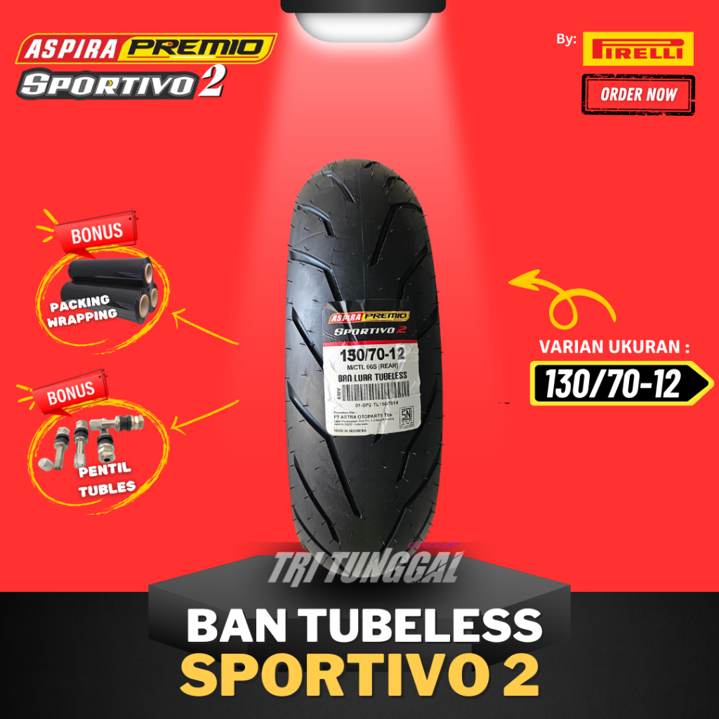 [READY COD] BAN ASPIRA PREMIO SPORTIVO 2 ( 130/70-12 ) TUBELESS MEDIUM SOFT COMPOUND RING 12 / BAN M