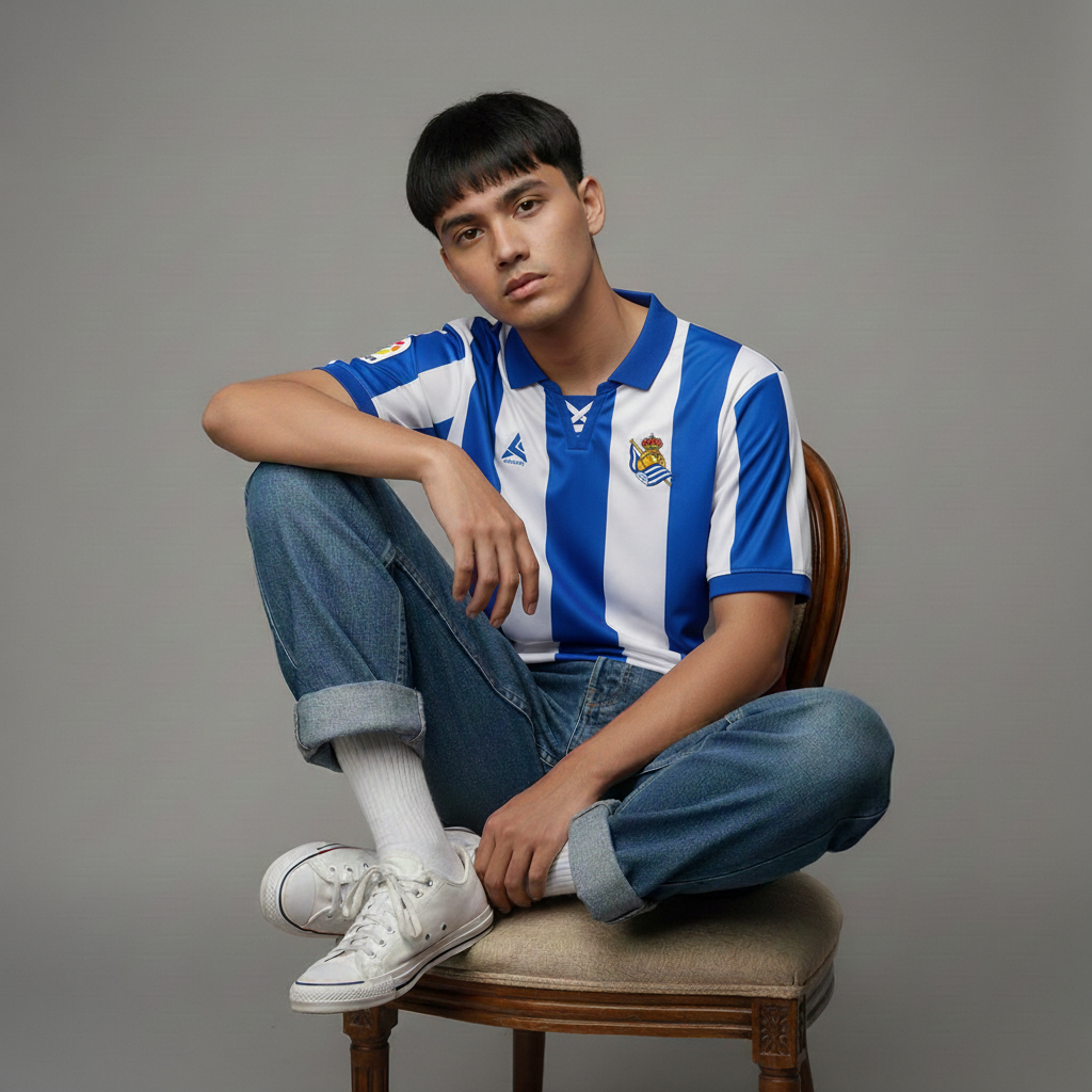 ATHLETIC SPORTWEAR - Jersey Bola Fantasy Real Sociedad Home 2024-2025 Fullprinting Casual - Atasan