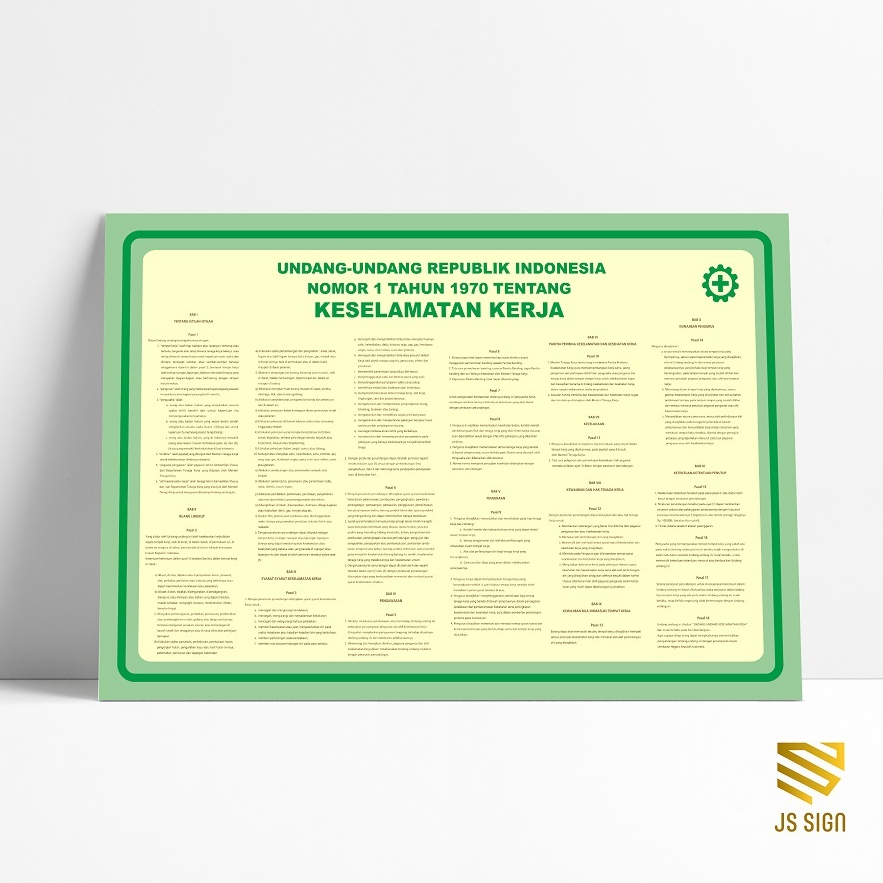 Poster Safety K3 Keselamatan Kerja UU th 1970 - landscape