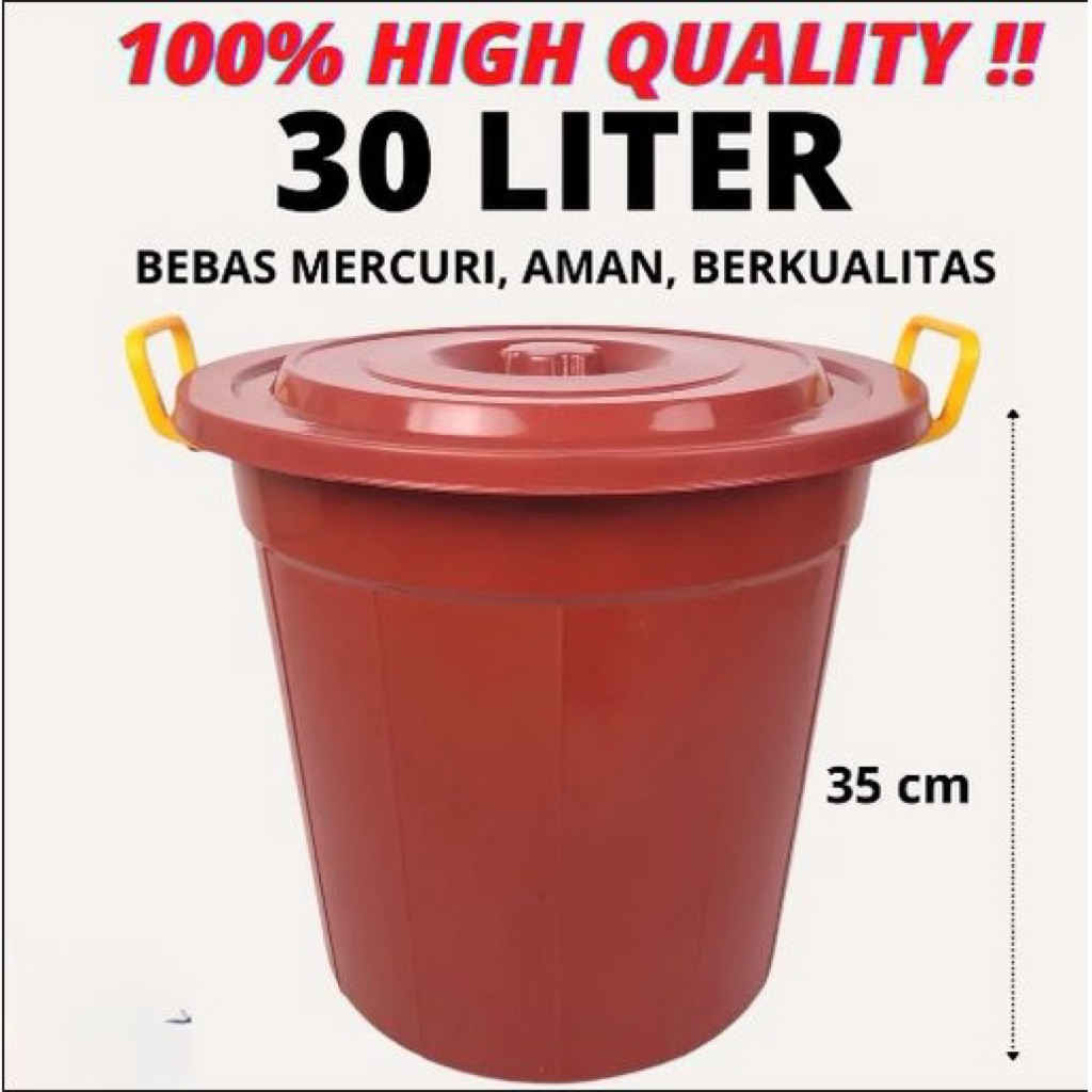 Ember Air Plastik/ Ember Air Besar 30 Liter Plus Tutup/ Ember Air Besar Warna