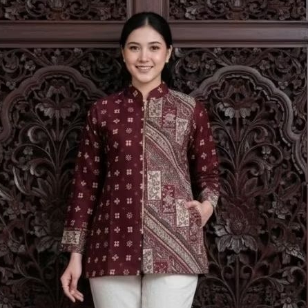 Batik Solo Trendy - Blousr Batik Mareta Dengan Bahan Katun Premium Dan Sudah Lapis Furing