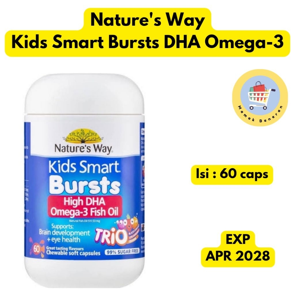 Nature's Way Kids Smart Bursts High DHA Omega-3 Fish Oil Suplemen Multivitamin Minyak Ikan Anak